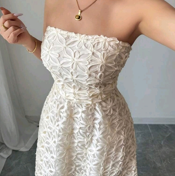 Women Floral Jacquard Sling Long Dress, Elegant Spring And Summer - Picture 3 of 4